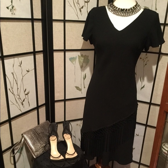 SL Fashions Little Black fringed Dress - Picture 1 of 6